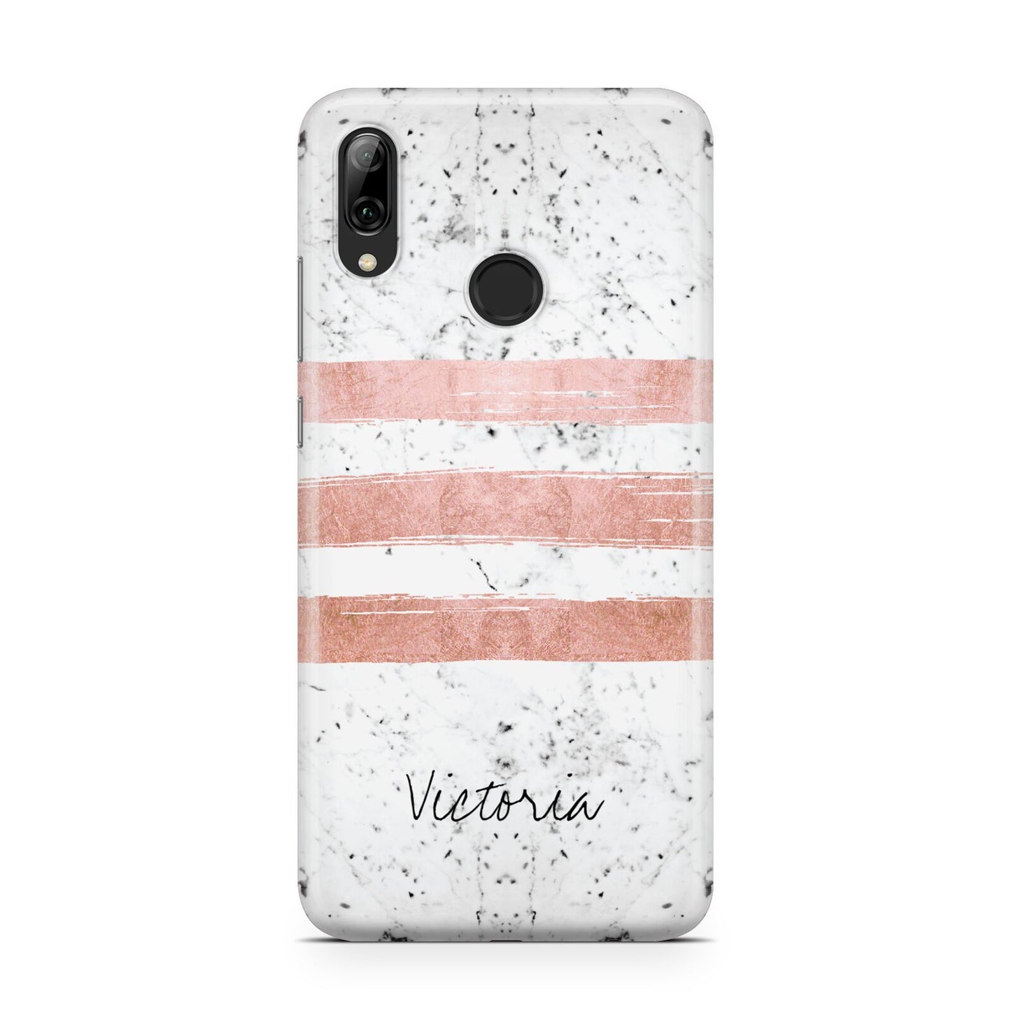 Personalised Rose Gold Brush Marble Initial Huawei Y7 2019
