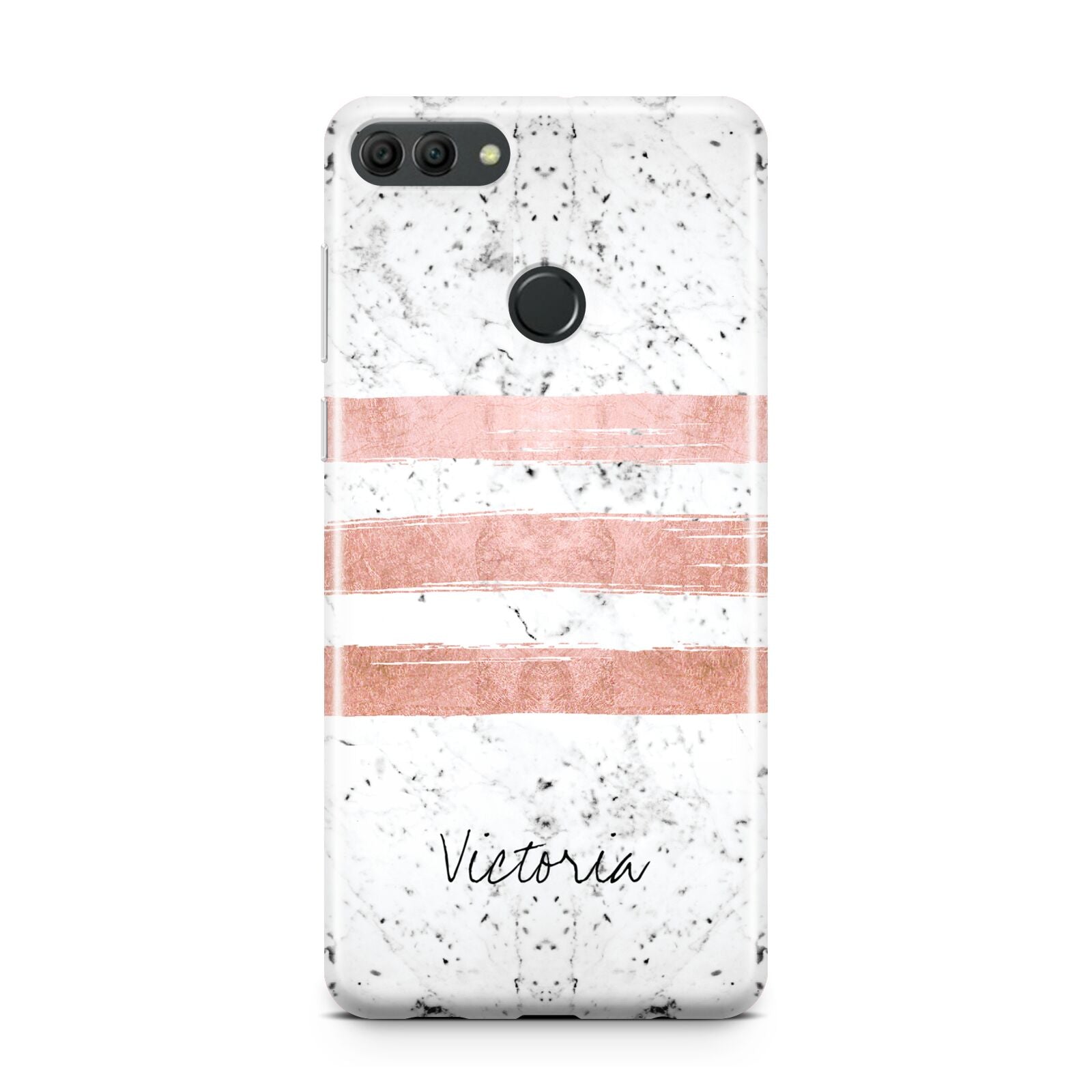 Personalised Rose Gold Brush Marble Initial Huawei Y9 2018