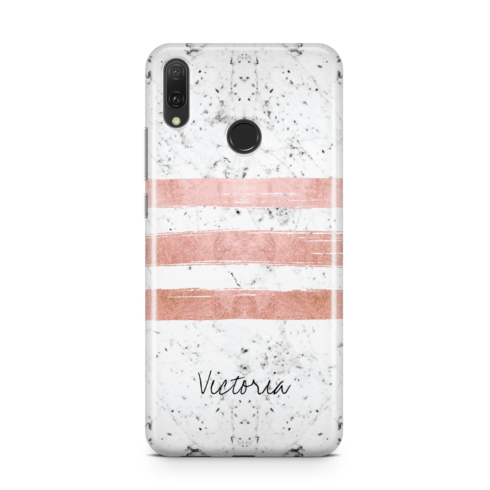 Personalised Rose Gold Brush Marble Initial Huawei Y9 2019
