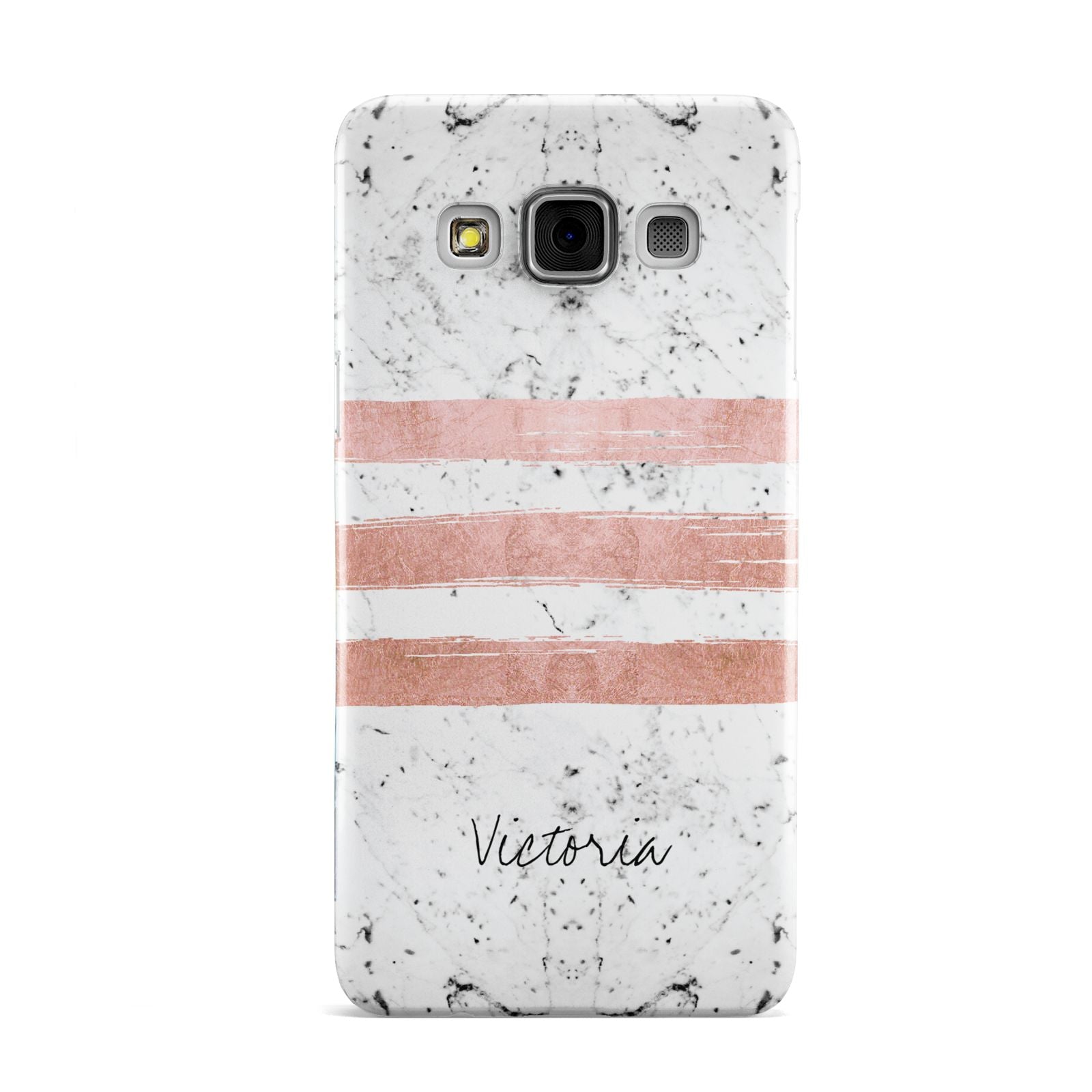 Personalised Rose Gold Brush Marble Initial Samsung Galaxy A3 Case