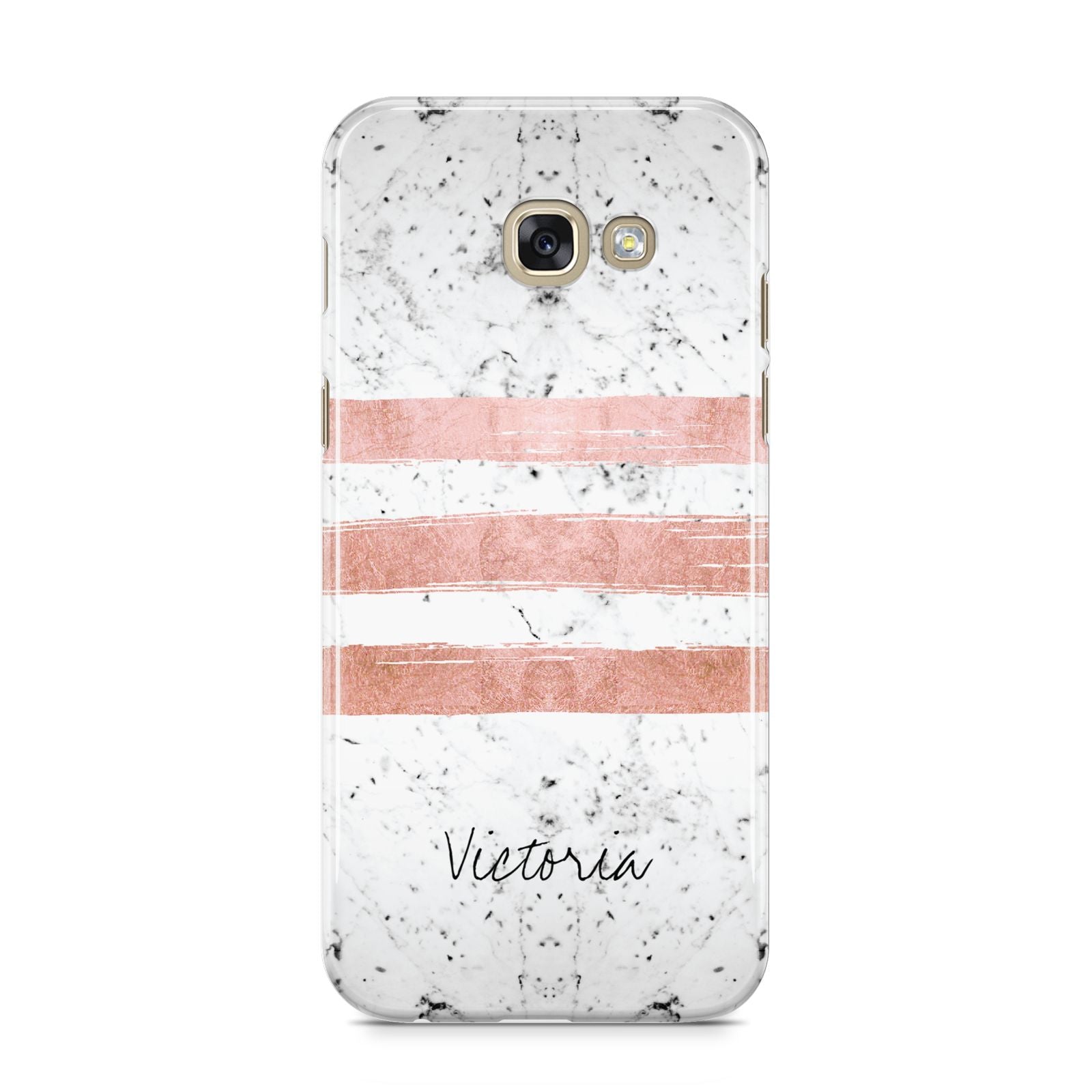 Personalised Rose Gold Brush Marble Initial Samsung Galaxy A5 2017 Case on gold phone