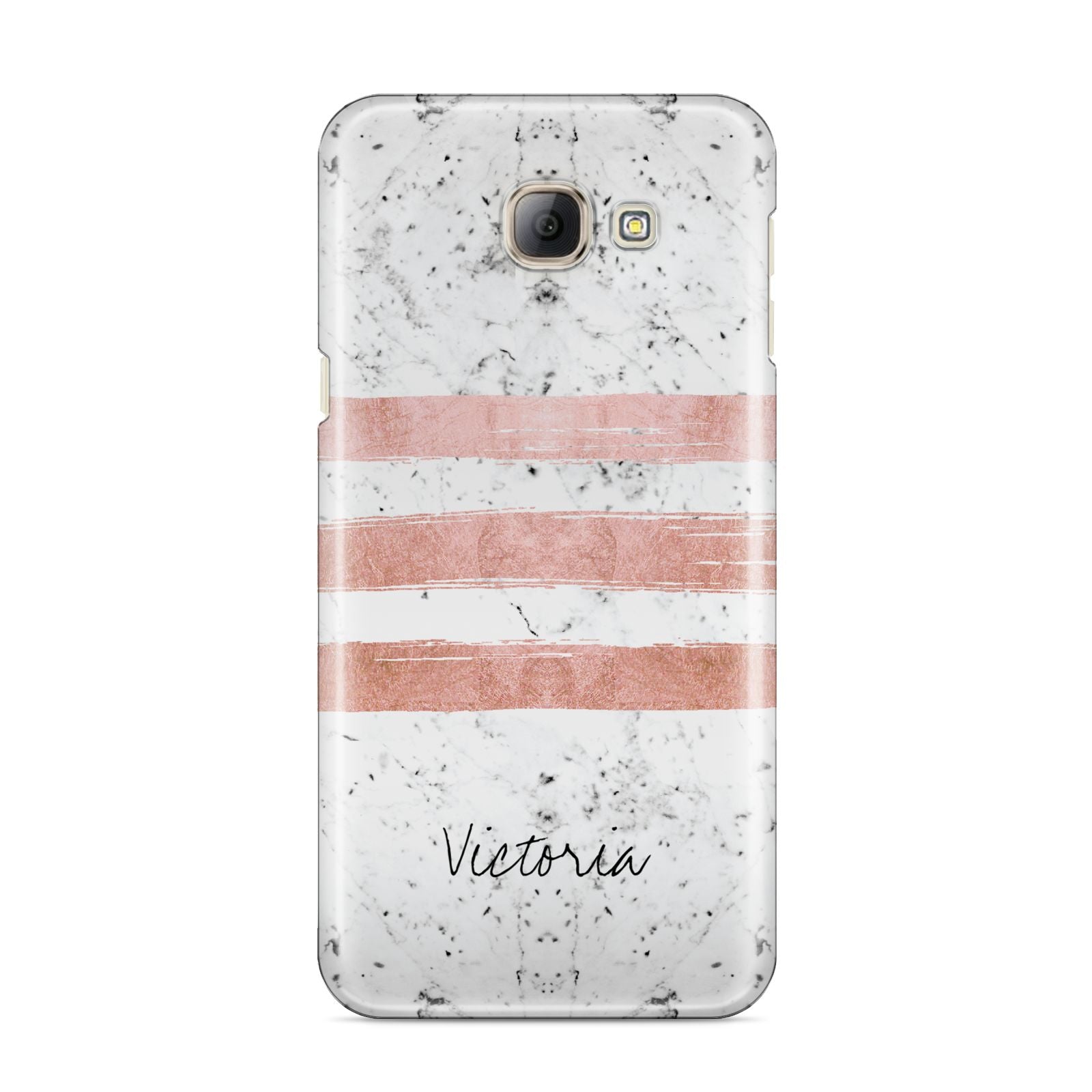 Personalised Rose Gold Brush Marble Initial Samsung Galaxy A8 2016 Case
