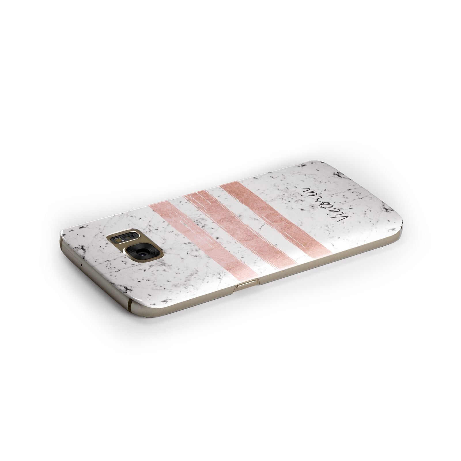 Personalised Rose Gold Brush Marble Initial Samsung Galaxy Case Side Close Up