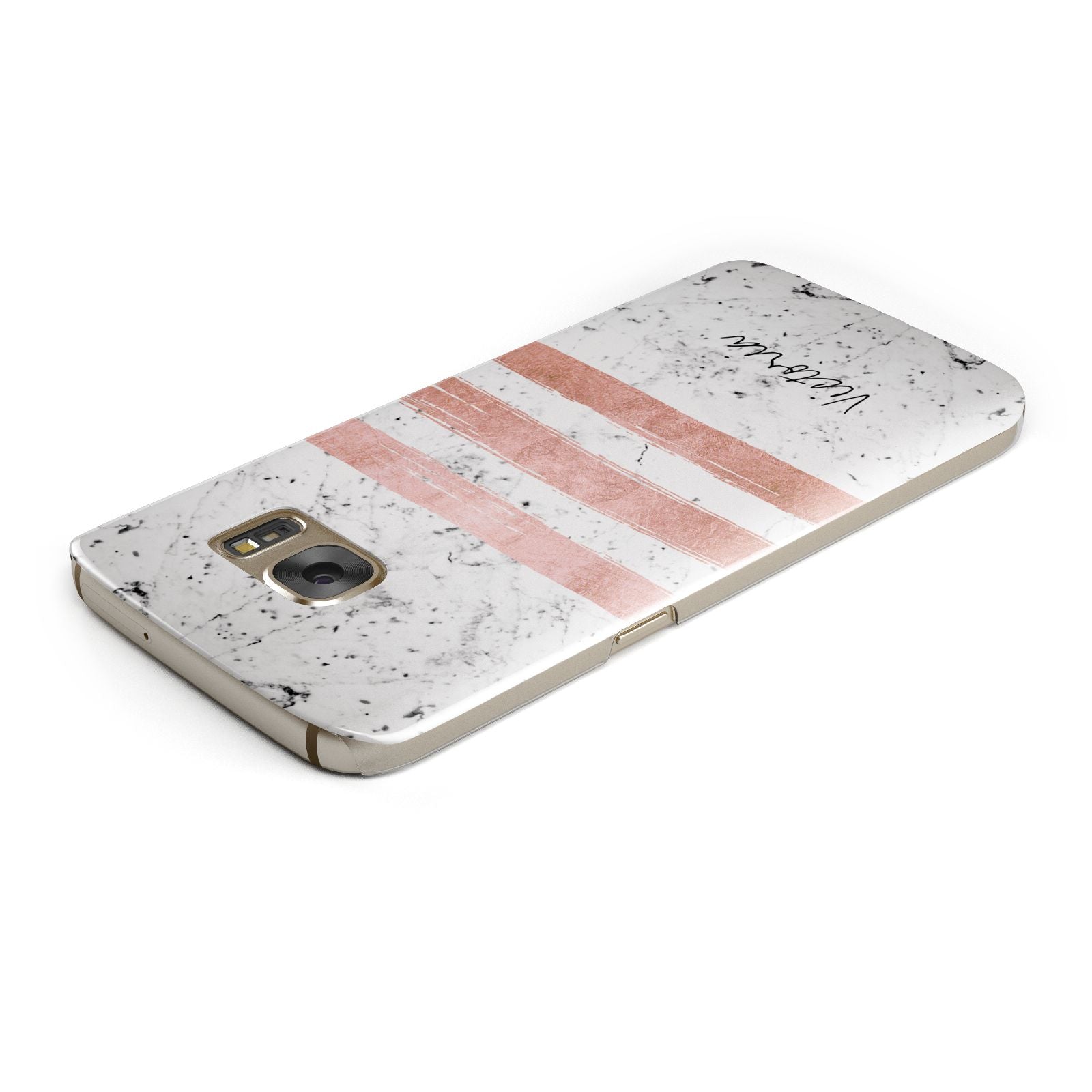 Personalised Rose Gold Brush Marble Initial Samsung Galaxy Case Top Cutout