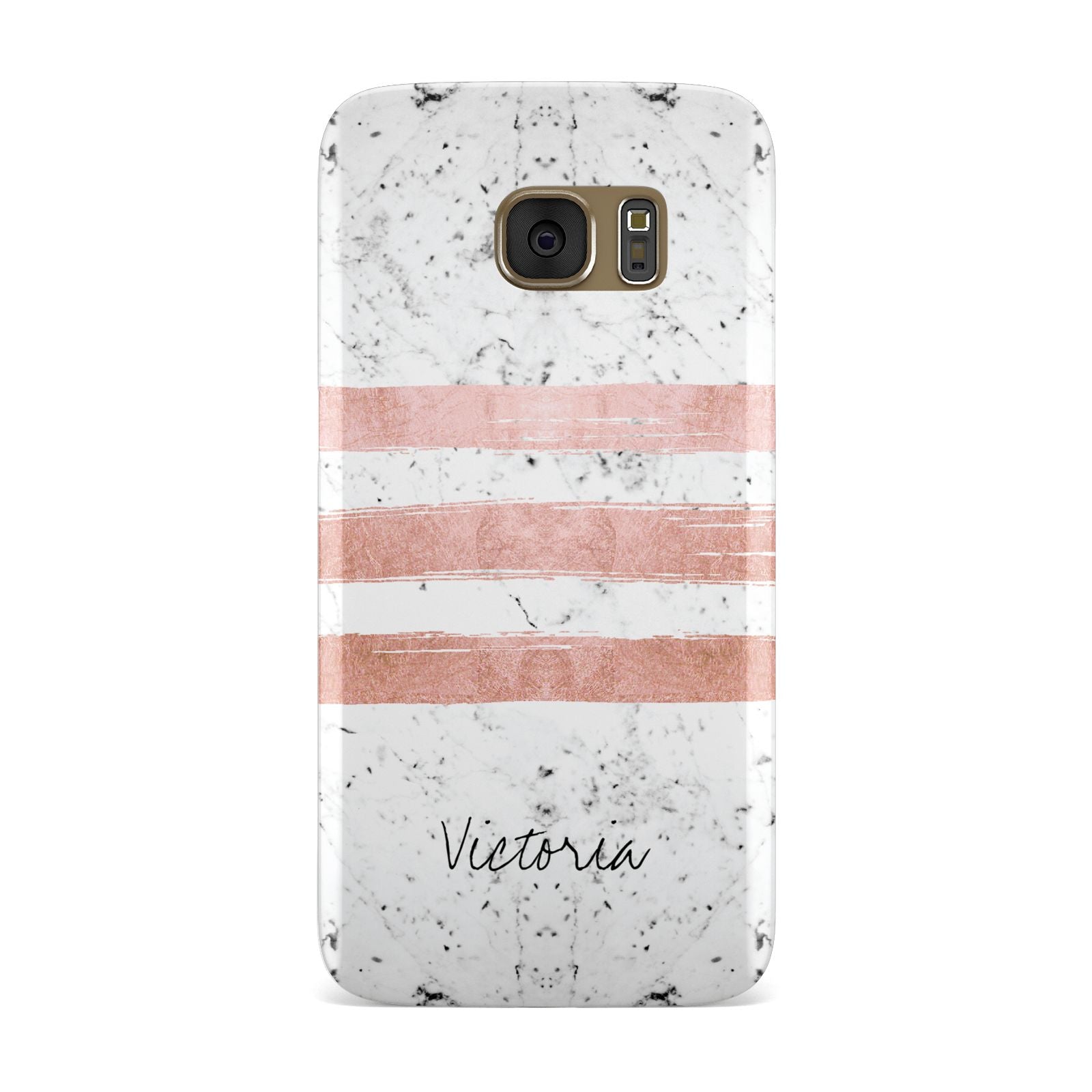 Personalised Rose Gold Brush Marble Initial Samsung Galaxy Case