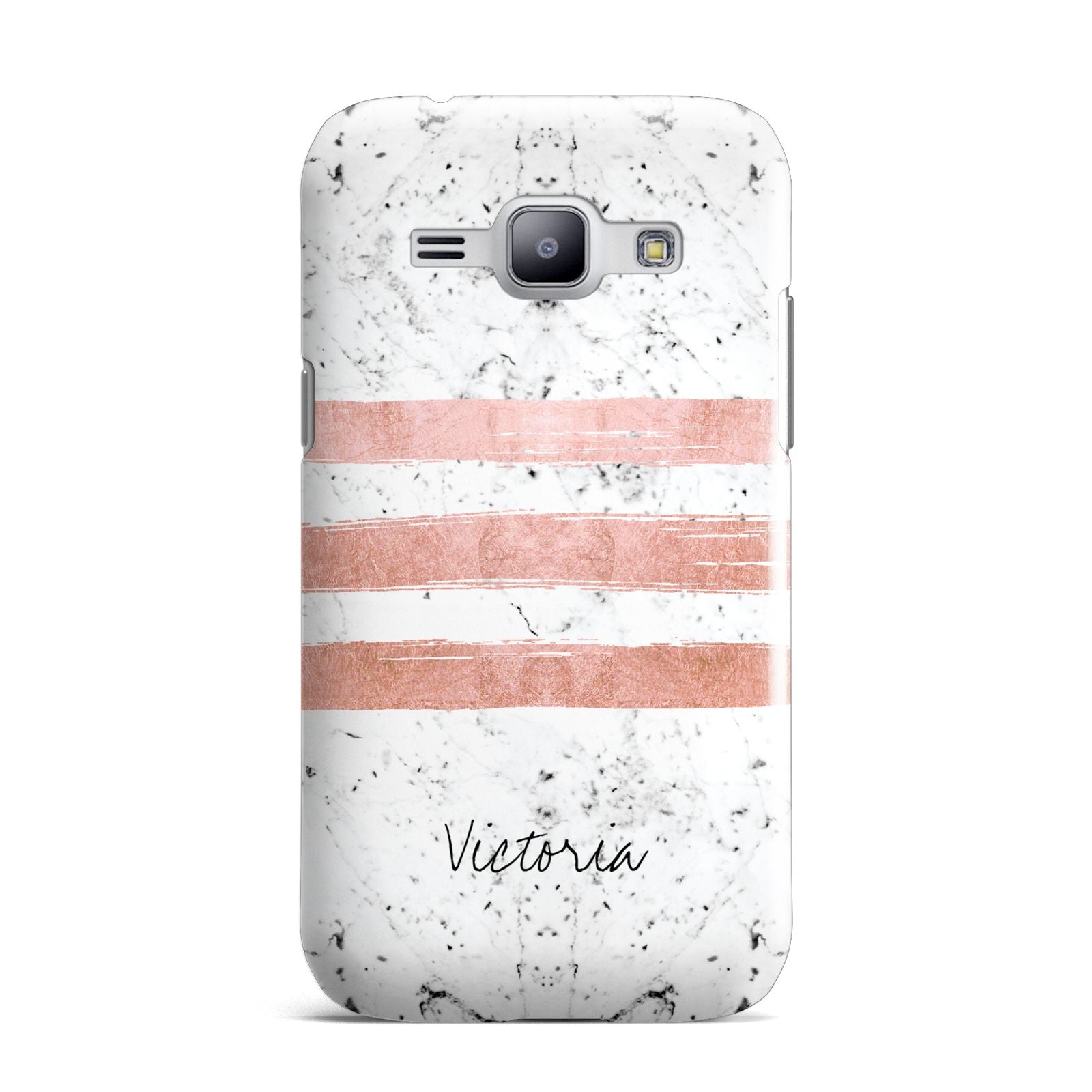 Personalised Rose Gold Brush Marble Initial Samsung Galaxy J1 2015 Case