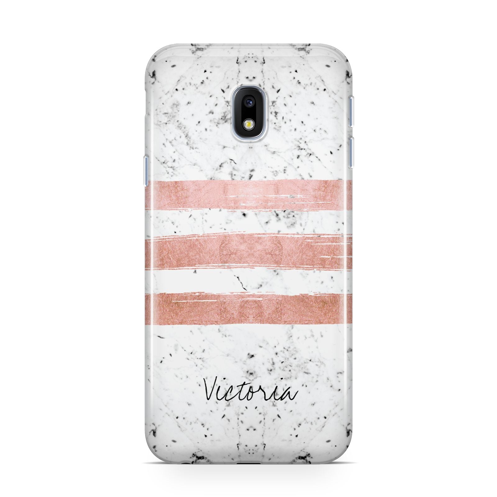 Personalised Rose Gold Brush Marble Initial Samsung Galaxy J3 2017 Case