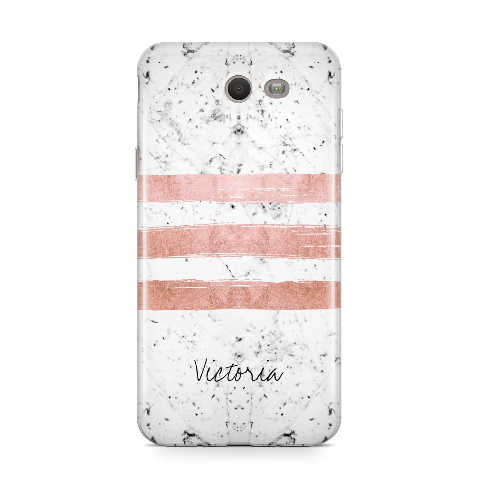 Personalised Rose Gold Brush Marble Initial Samsung Galaxy J7 2017 Case