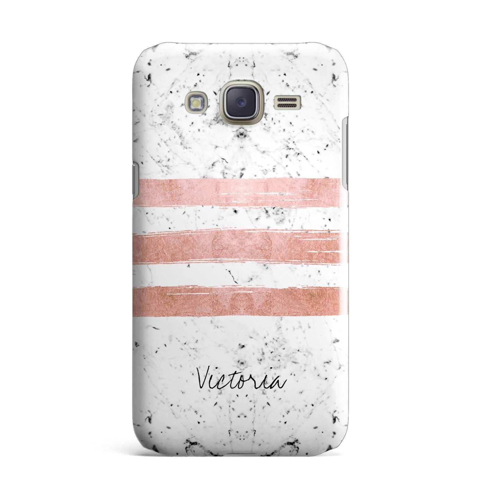 Personalised Rose Gold Brush Marble Initial Samsung Galaxy J7 Case