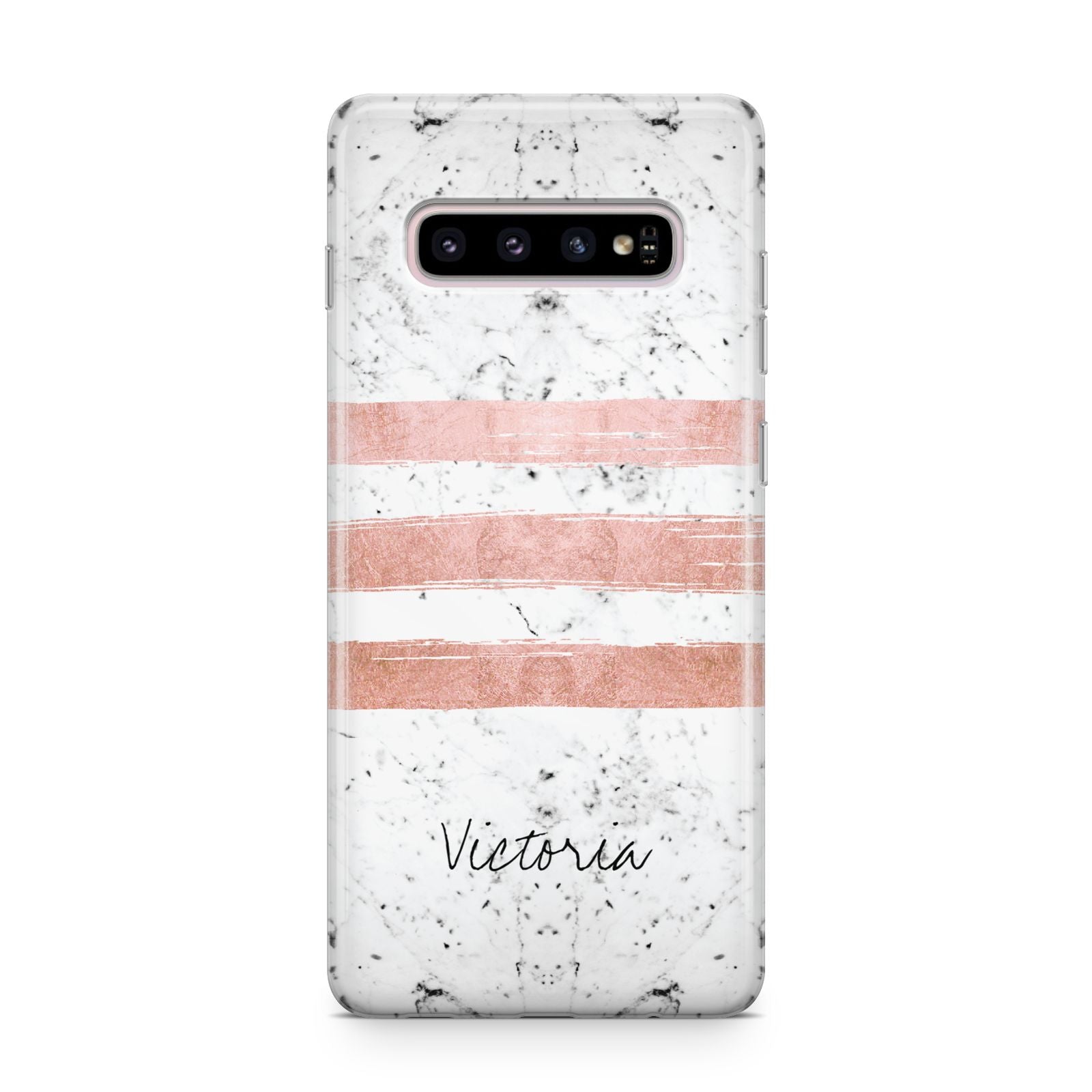 Personalised Rose Gold Brush Marble Initial Samsung Galaxy S10 Plus Case