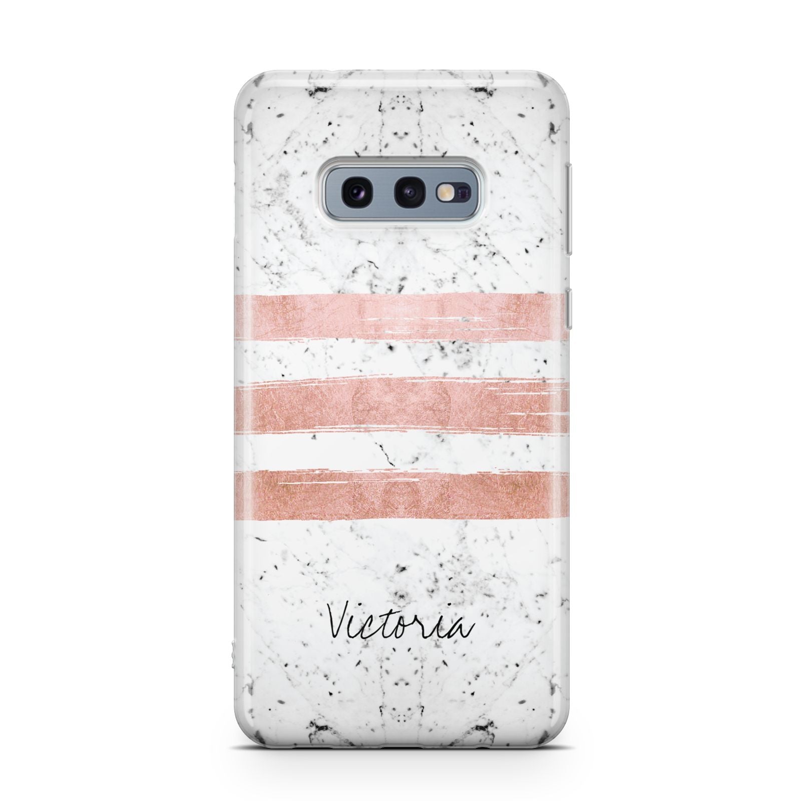 Personalised Rose Gold Brush Marble Initial Samsung Galaxy S10E Case