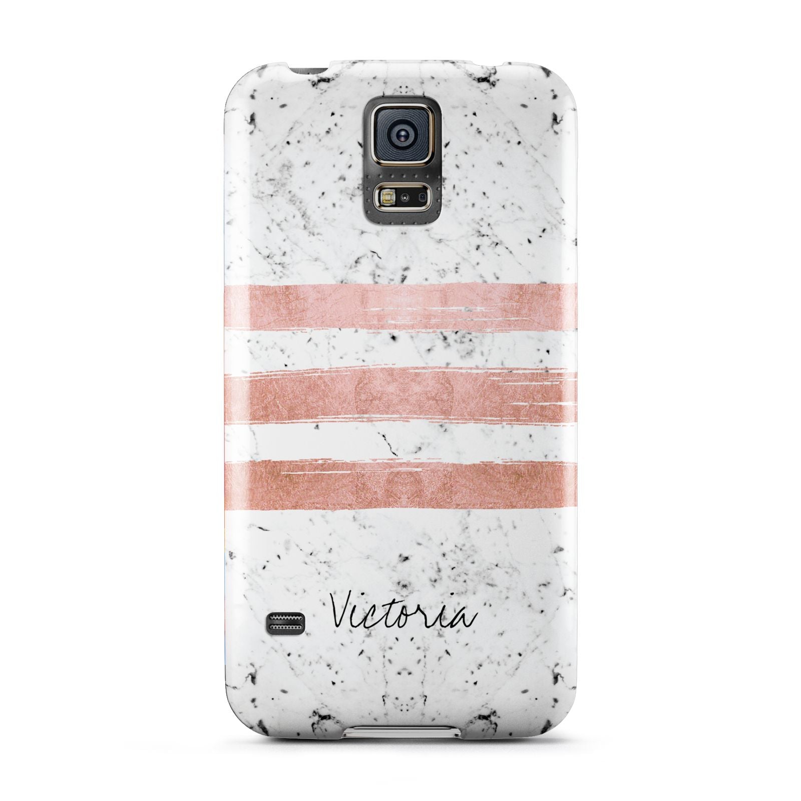 Personalised Rose Gold Brush Marble Initial Samsung Galaxy S5 Case