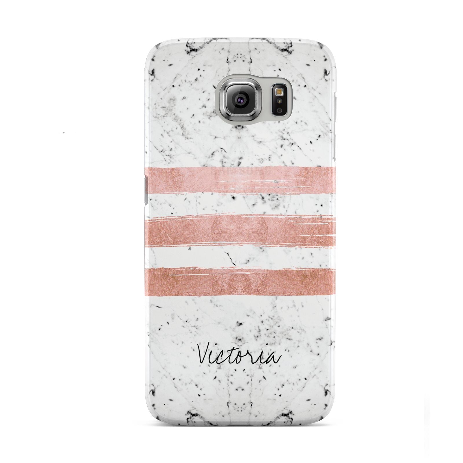 Personalised Rose Gold Brush Marble Initial Samsung Galaxy S6 Case