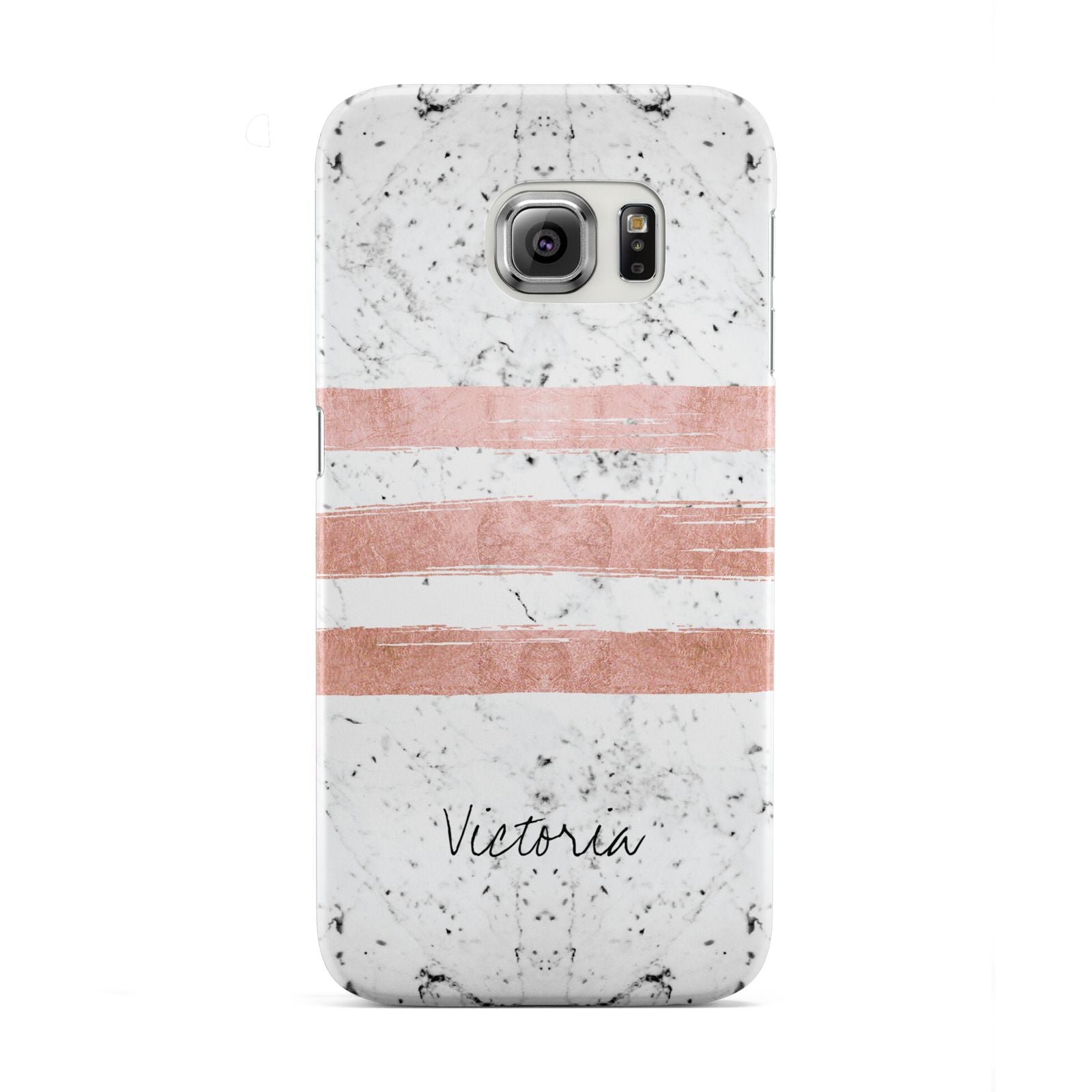 Personalised Rose Gold Brush Marble Initial Samsung Galaxy S6 Edge Case