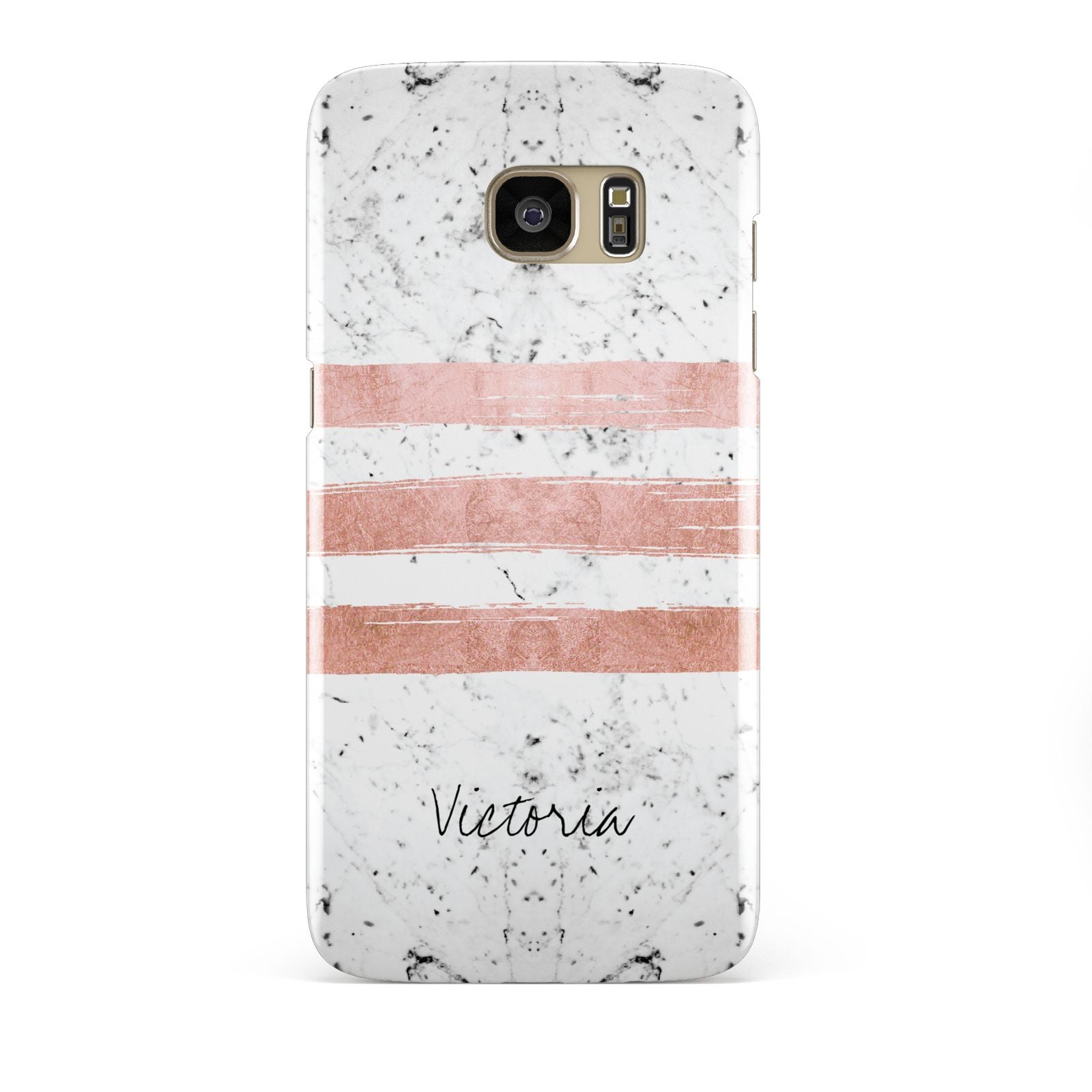 Personalised Rose Gold Brush Marble Initial Samsung Galaxy S7 Edge Case