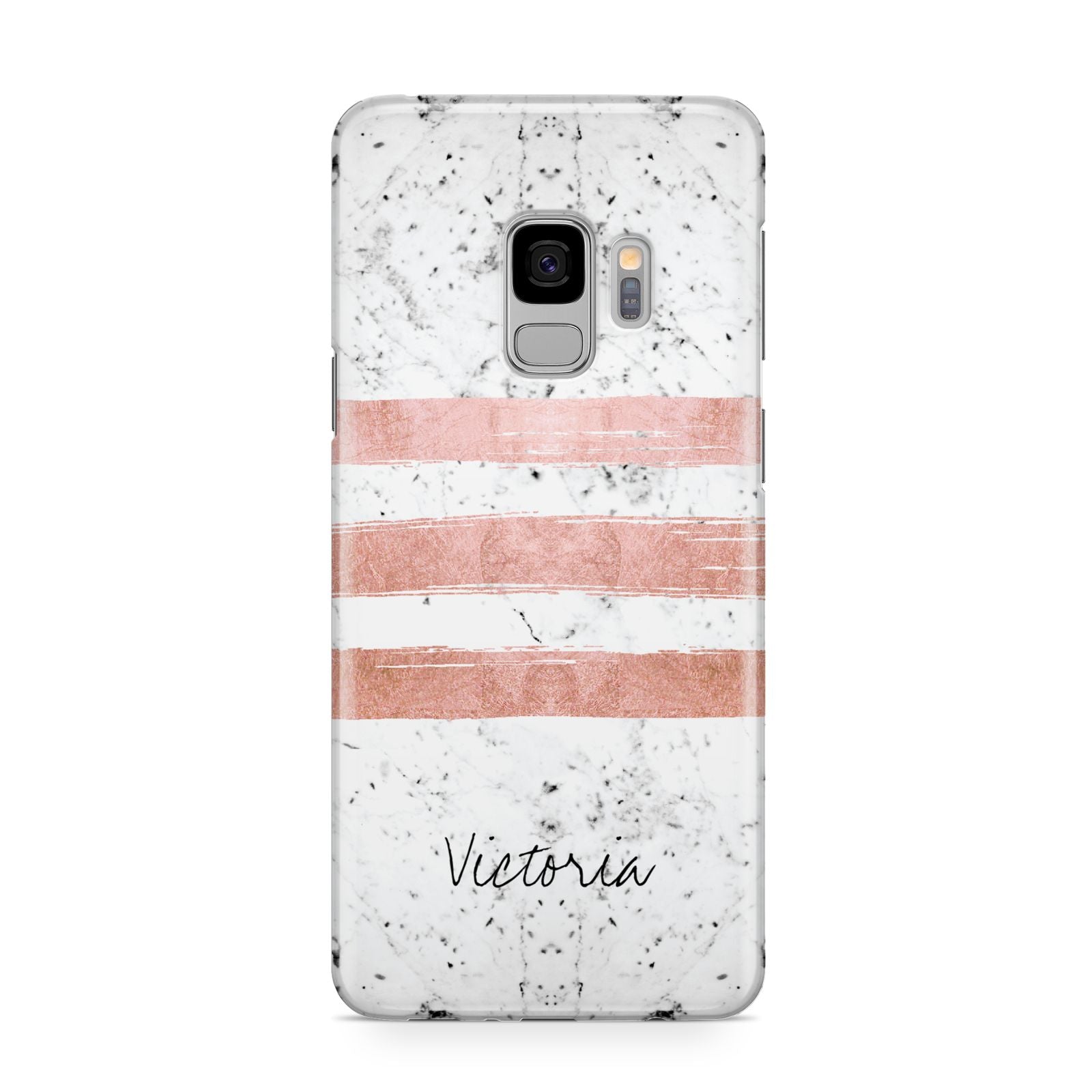 Personalised Rose Gold Brush Marble Initial Samsung Galaxy S9 Case