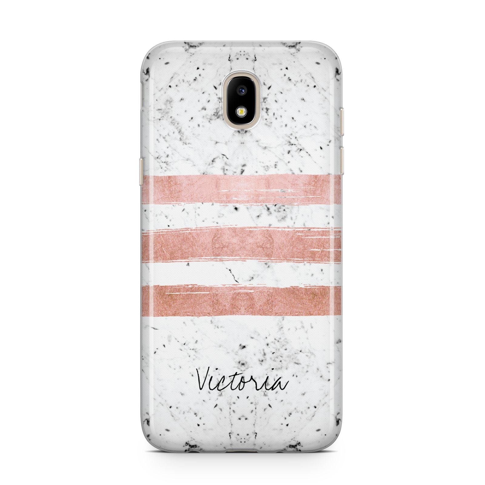 Personalised Rose Gold Brush Marble Initial Samsung J5 2017 Case