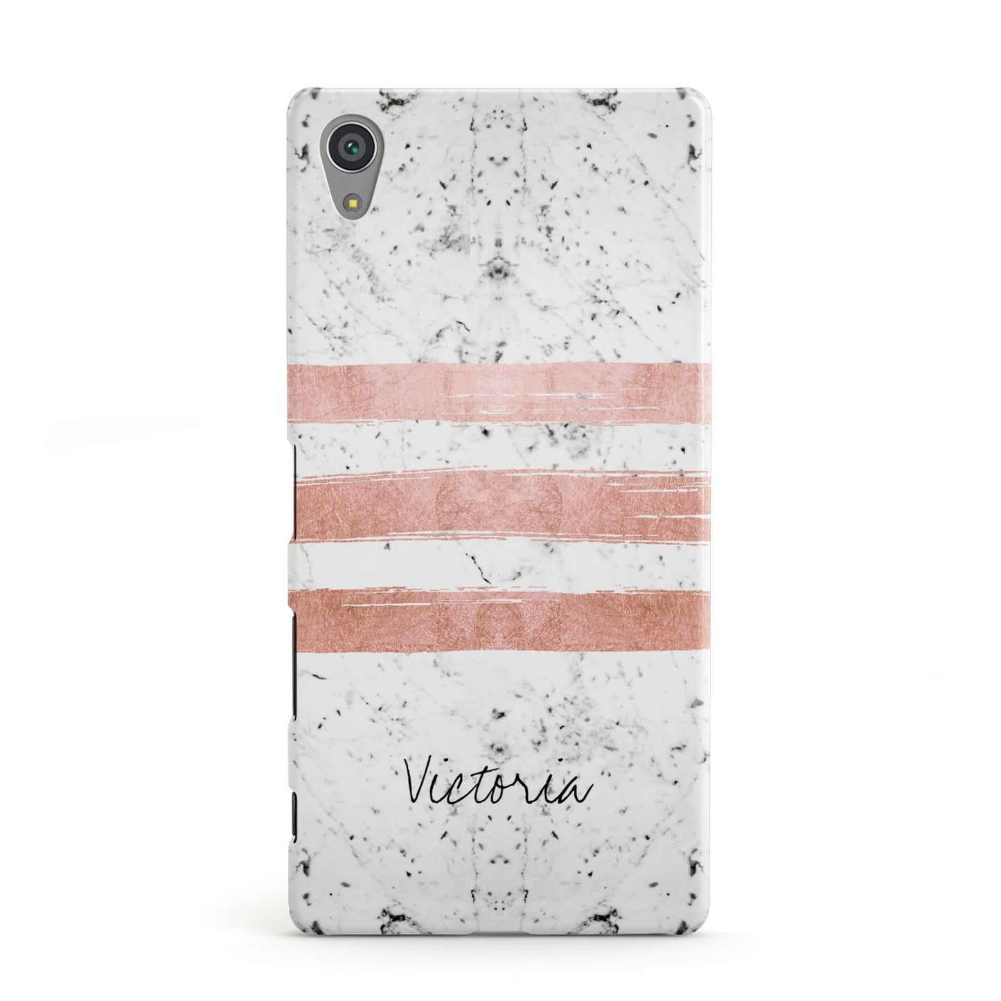 Personalised Rose Gold Brush Marble Initial Sony Xperia Case
