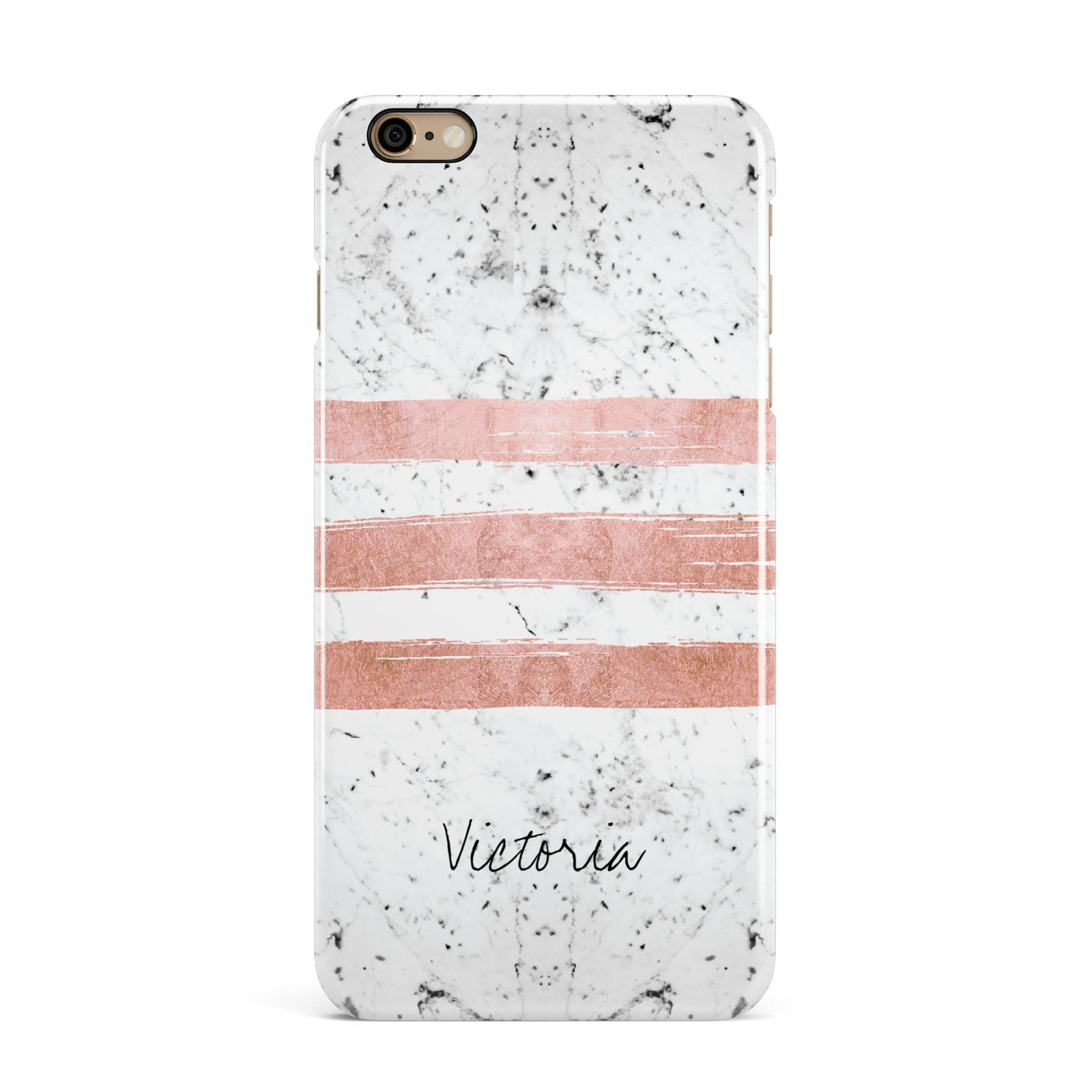 Personalised Rose Gold Brush Marble Initial iPhone 6 Plus 3D Snap Case on Gold Phone