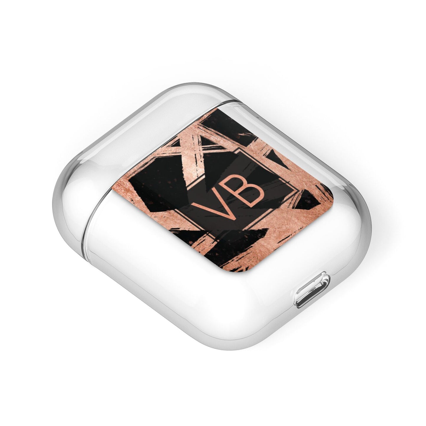 Personalised Rose Gold Effect AirPods Case Laid Flat