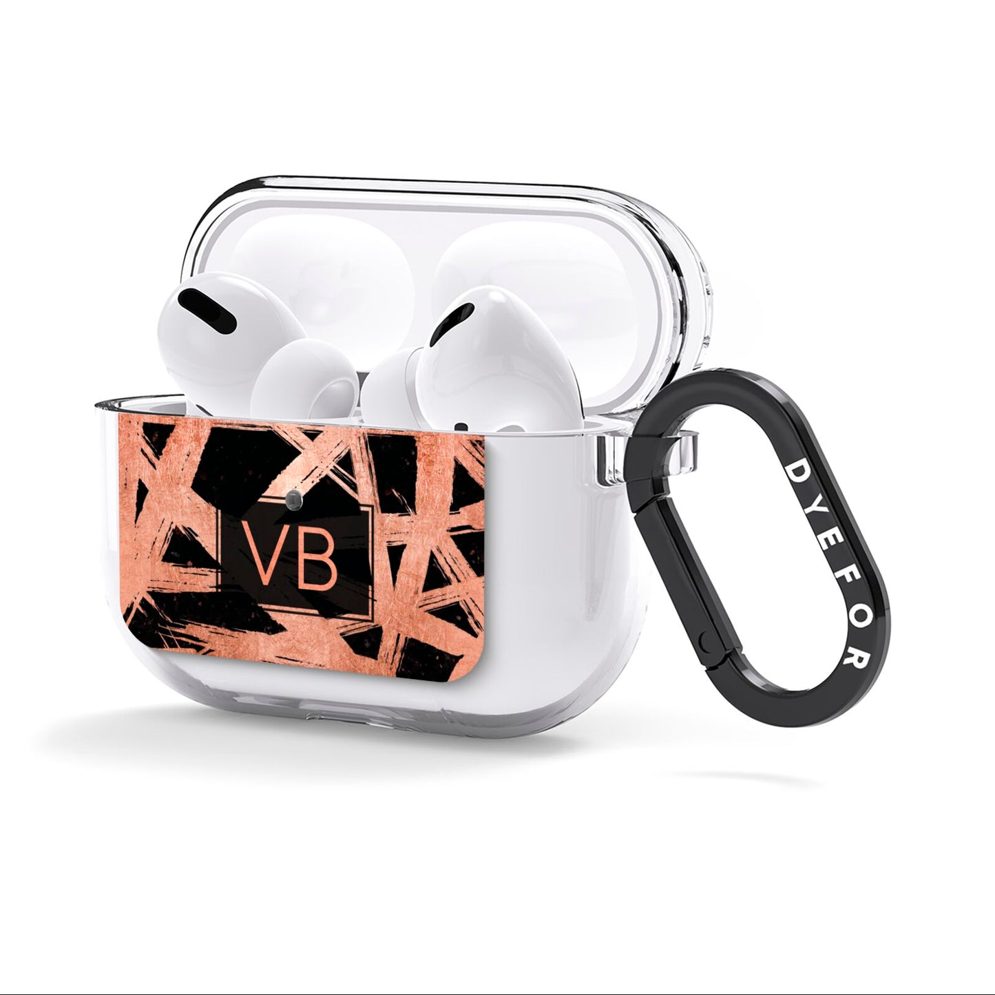 Personalised Rose Gold Effect AirPods Clear Case 3rd Gen Side Image