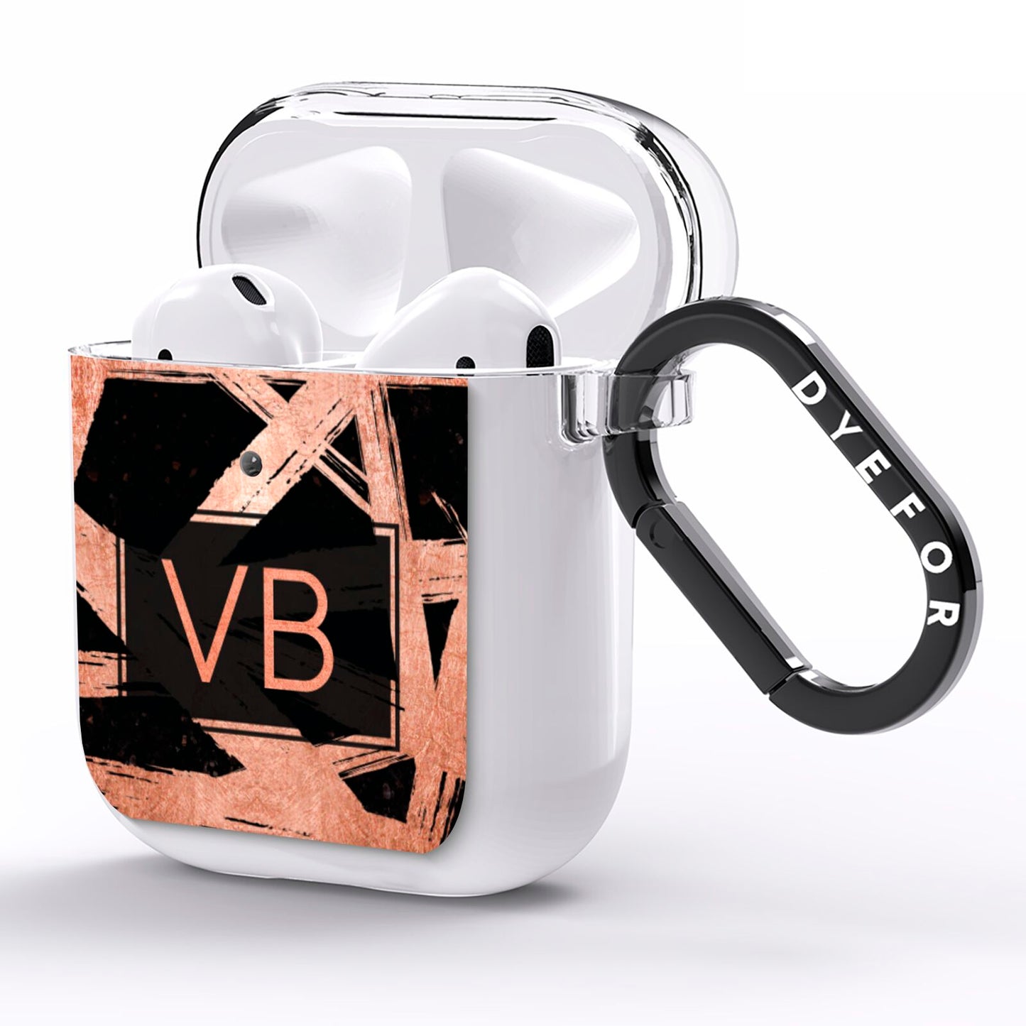 Personalised Rose Gold Effect AirPods Clear Case Side Image