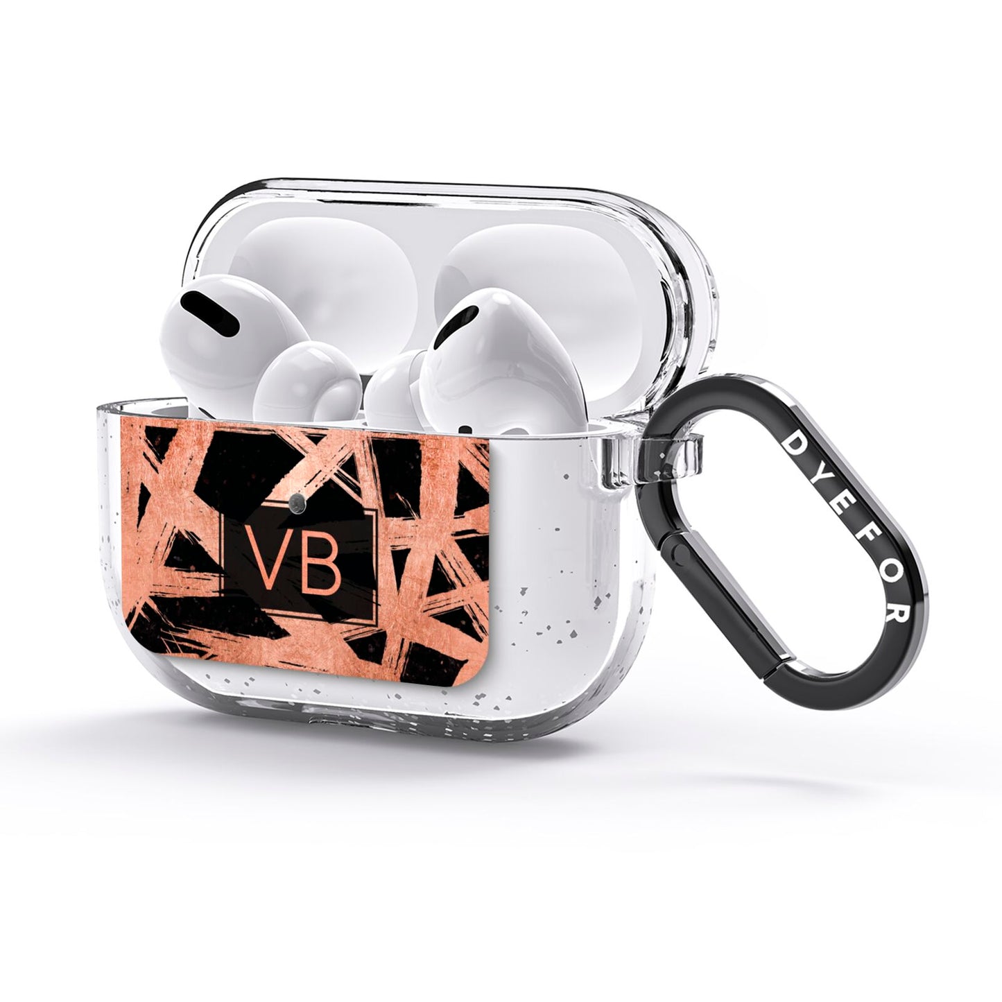 Personalised Rose Gold Effect AirPods Glitter Case 3rd Gen Side Image