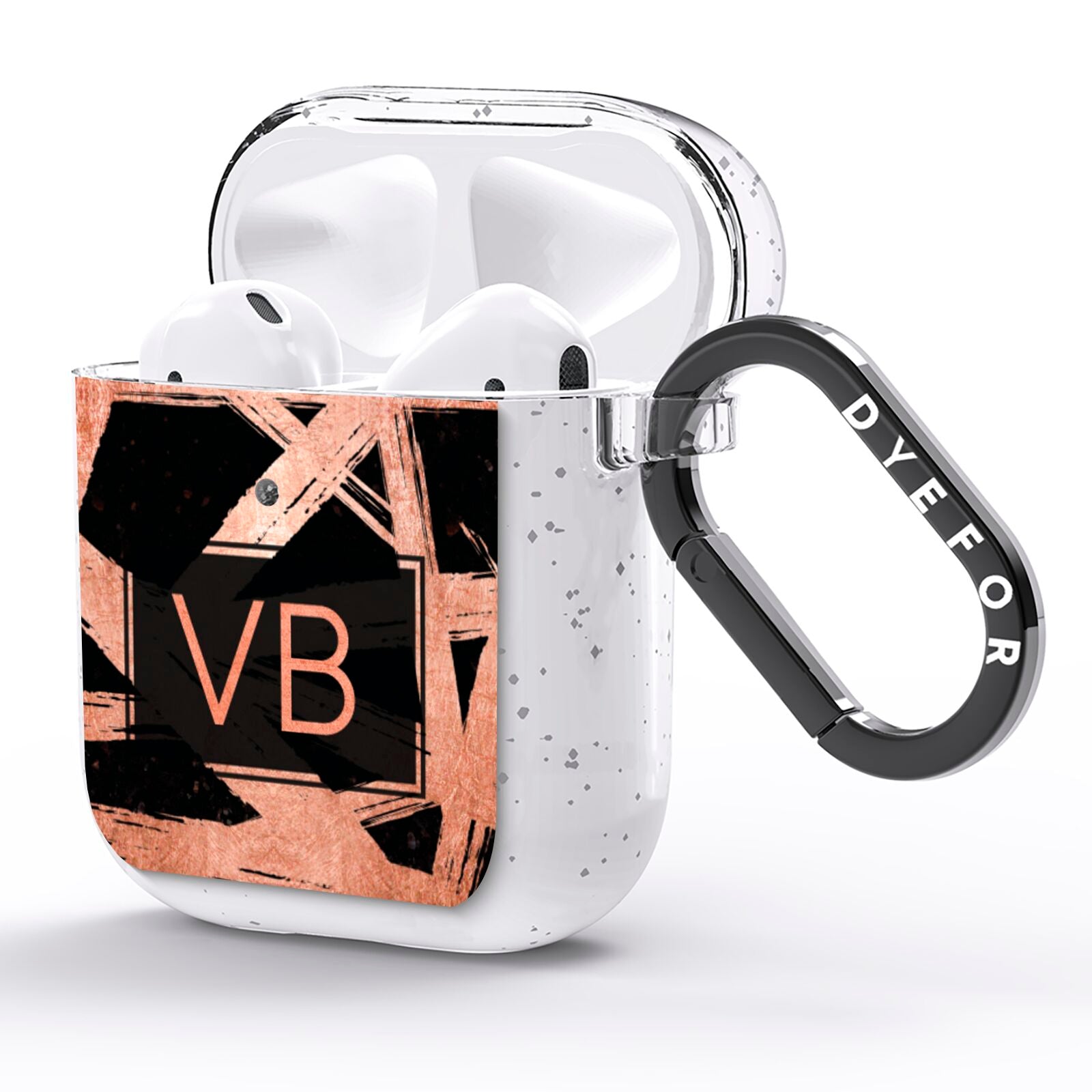 Personalised Rose Gold Effect AirPods Glitter Case Side Image