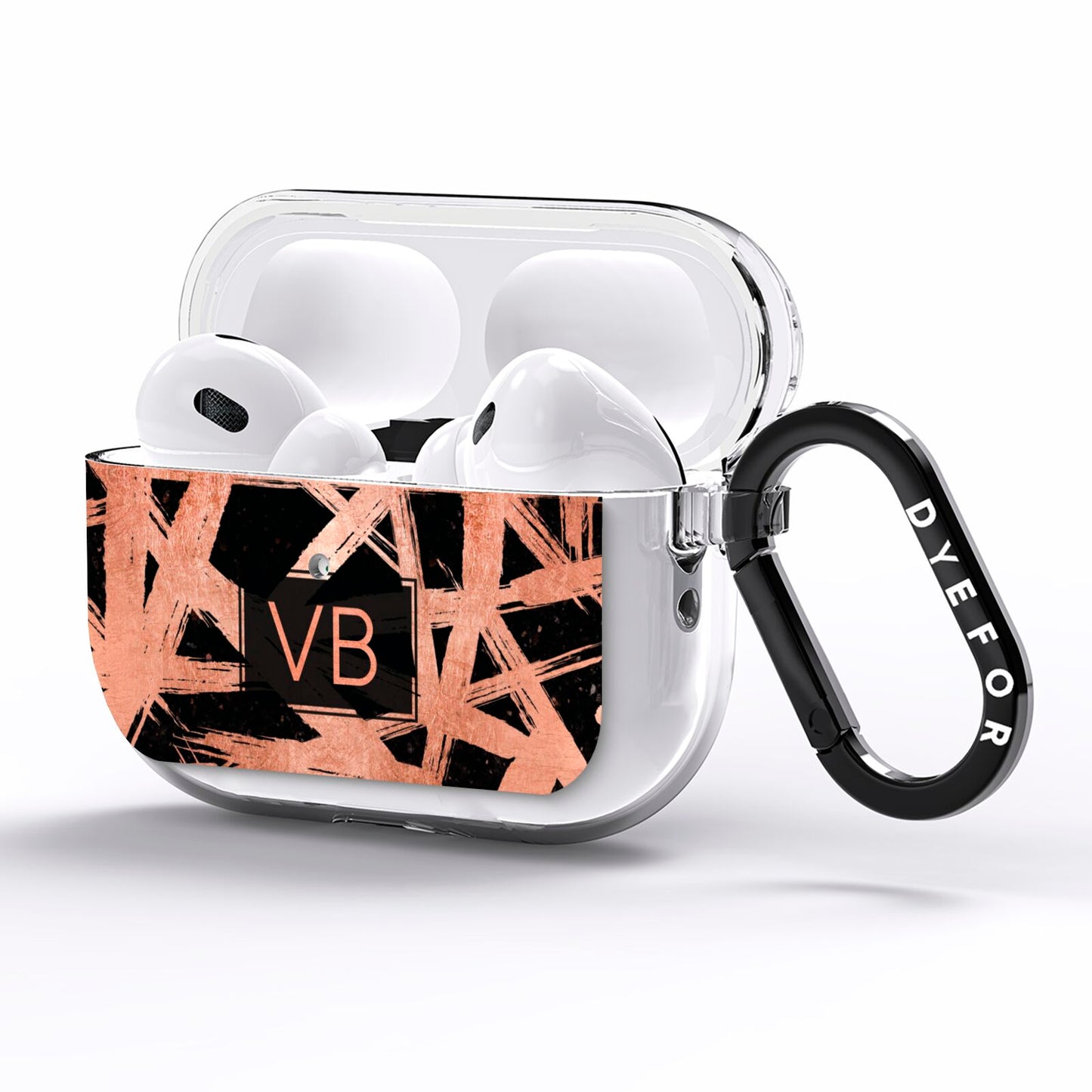 Personalised Rose Gold Effect AirPods Pro Clear Case Side Image