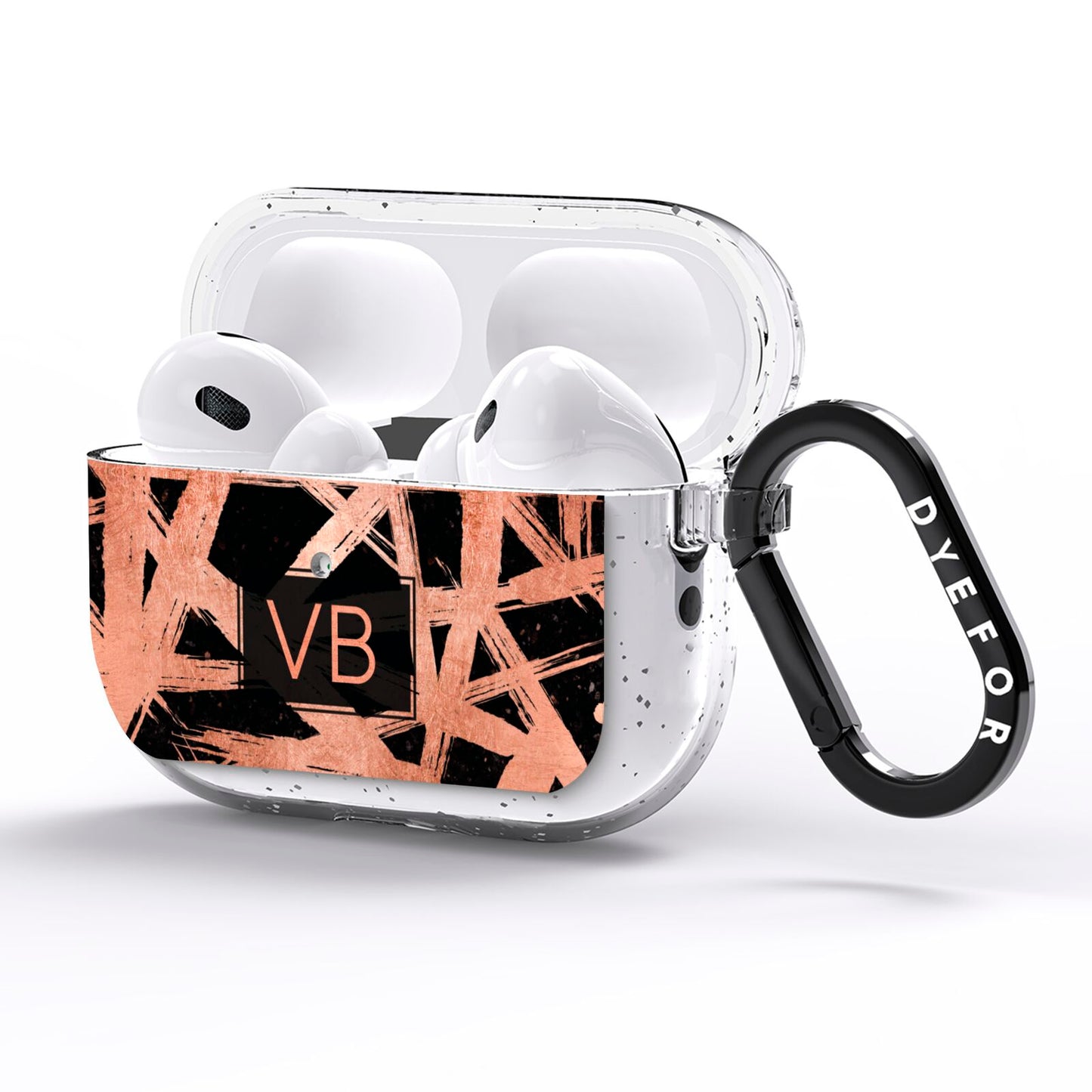 Personalised Rose Gold Effect AirPods Pro Glitter Case Side Image