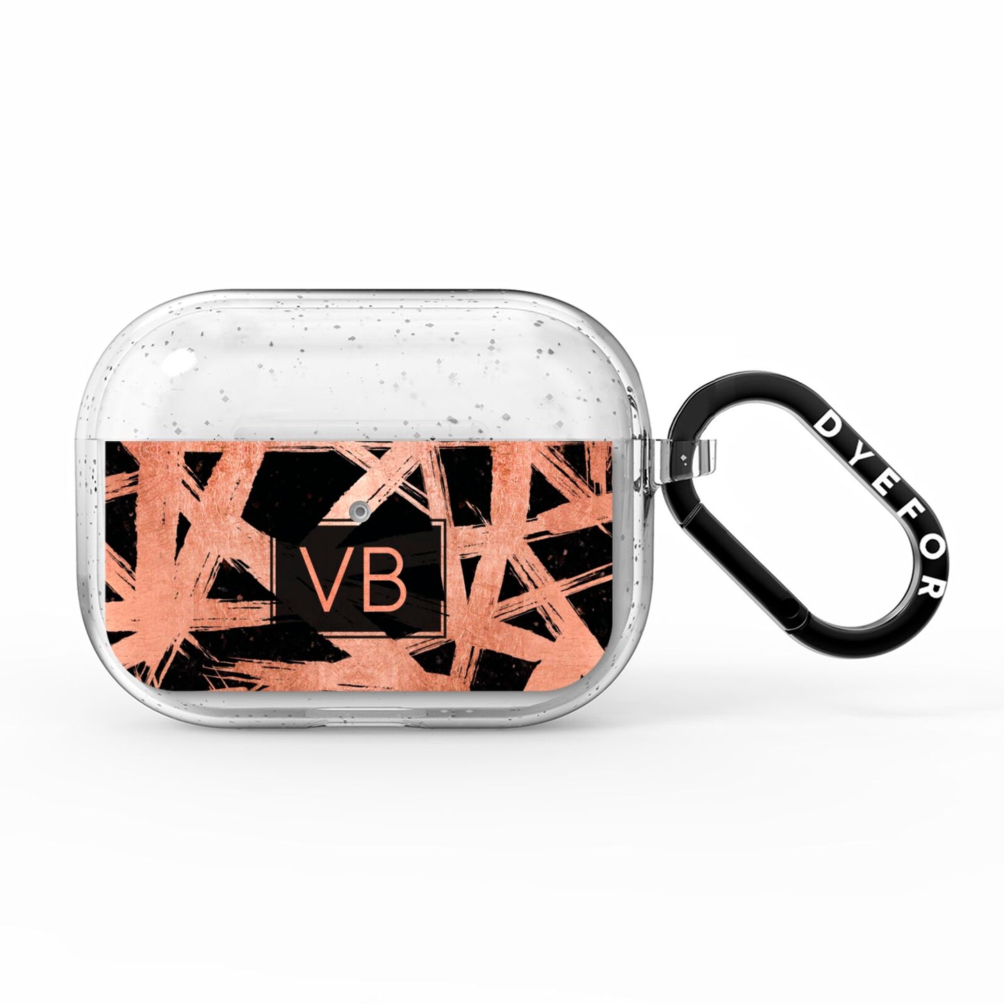 Personalised Rose Gold Effect AirPods Pro Glitter Case