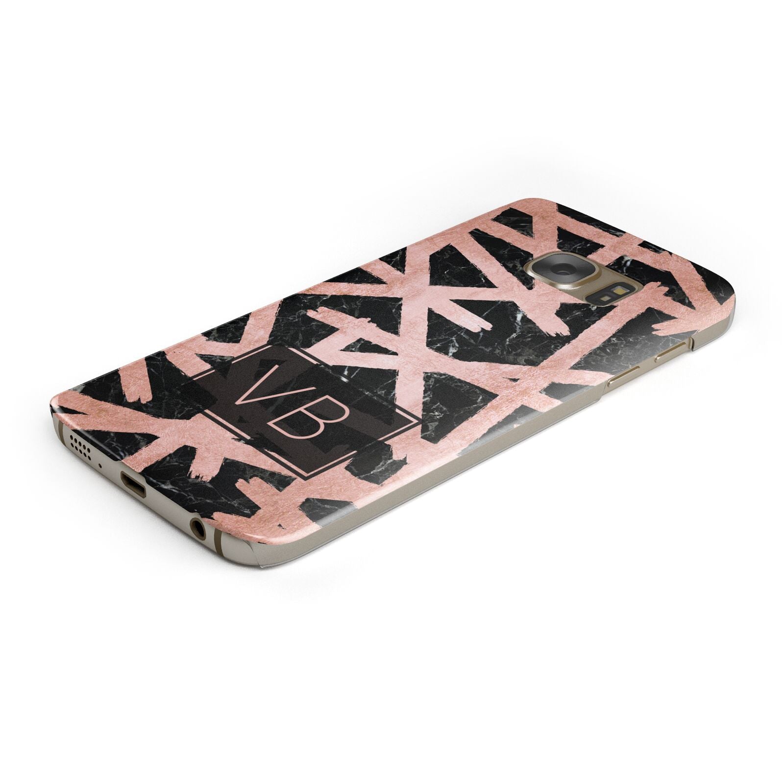 Personalised Rose Gold Effect Protective Samsung Galaxy Case Angled Image