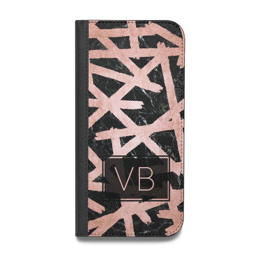 Personalised Rose Gold Effect Vegan Leather Flip iPhone Case