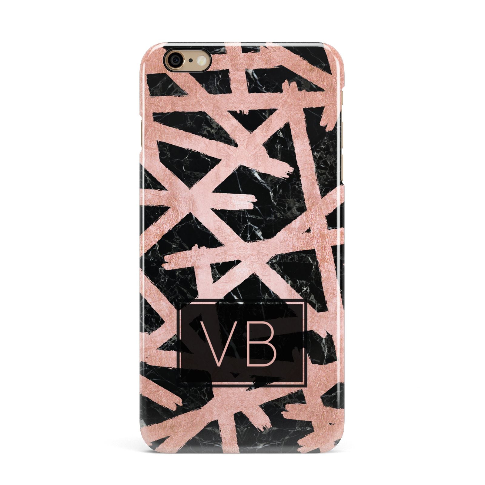 Personalised Rose Gold Effect iPhone 6 Plus 3D Snap Case on Gold Phone