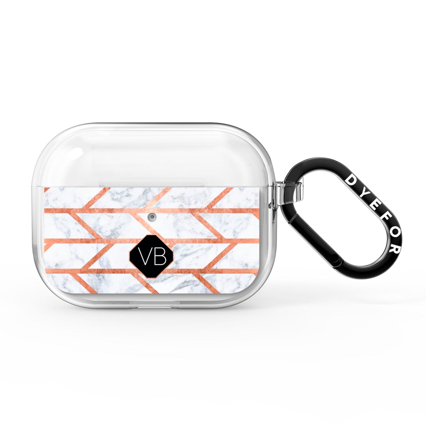 Personalised Rose Gold Faux Marble Initials AirPods Pro Clear Case