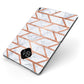 Personalised Rose Gold Faux Marble Initials Apple iPad Case on Grey iPad Side View