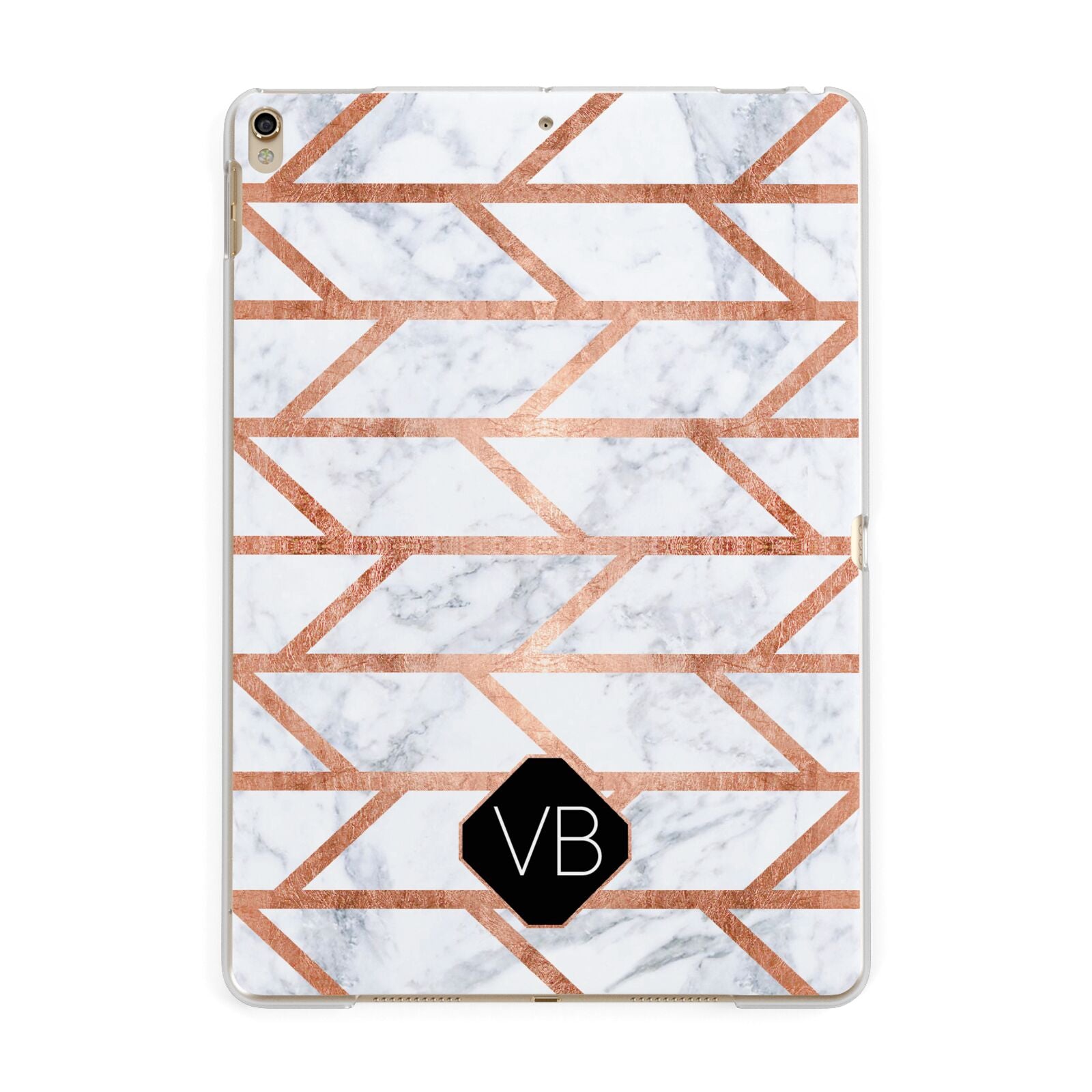 Personalised Rose Gold Faux Marble Initials Apple iPad Gold Case