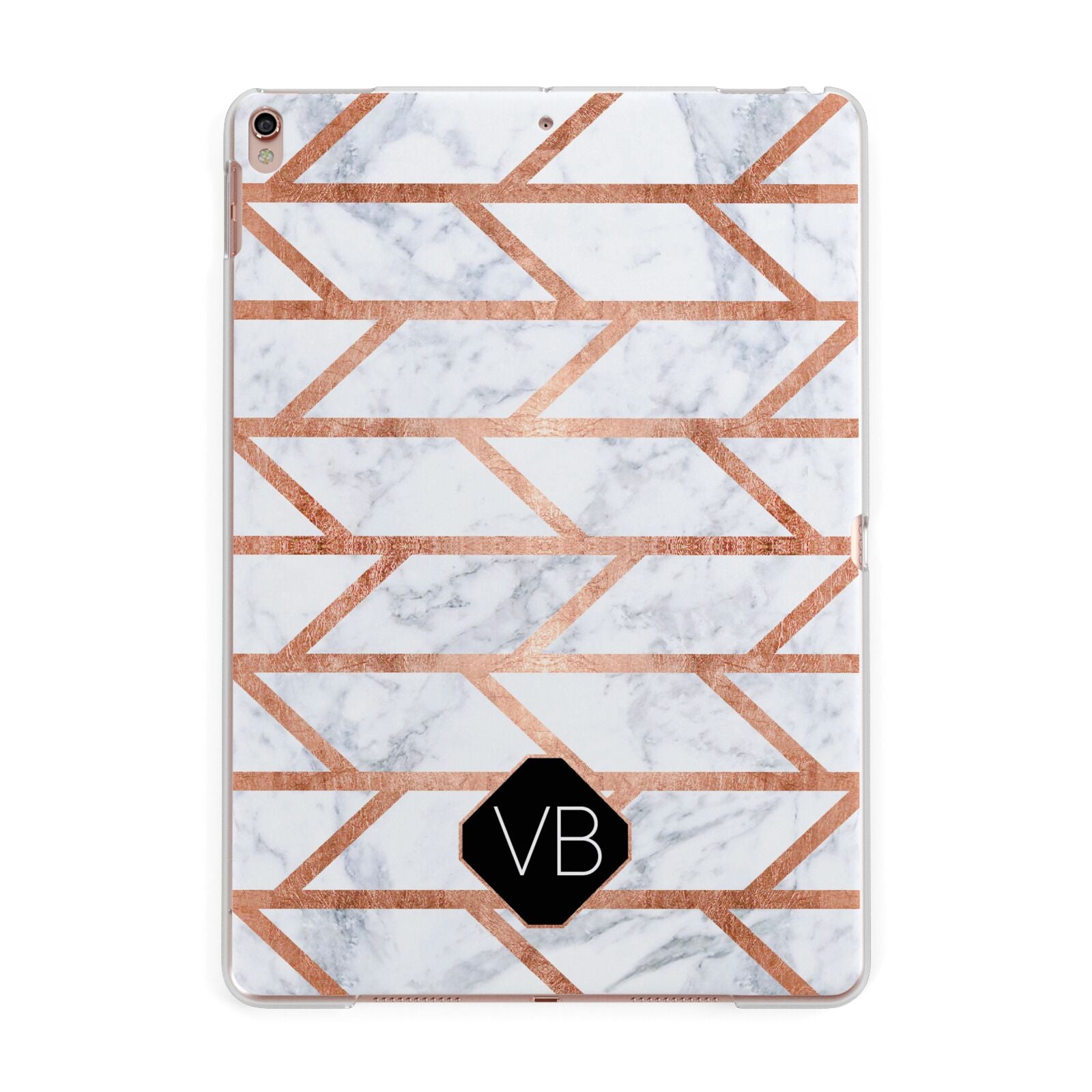 Personalised Rose Gold Faux Marble Initials Apple iPad Rose Gold Case
