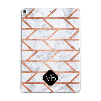 Personalised Rose Gold Faux Marble Initials Apple iPad Silver Case
