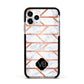 Personalised Rose Gold Faux Marble Initials Apple iPhone 11 Pro in Silver with Black Impact Case