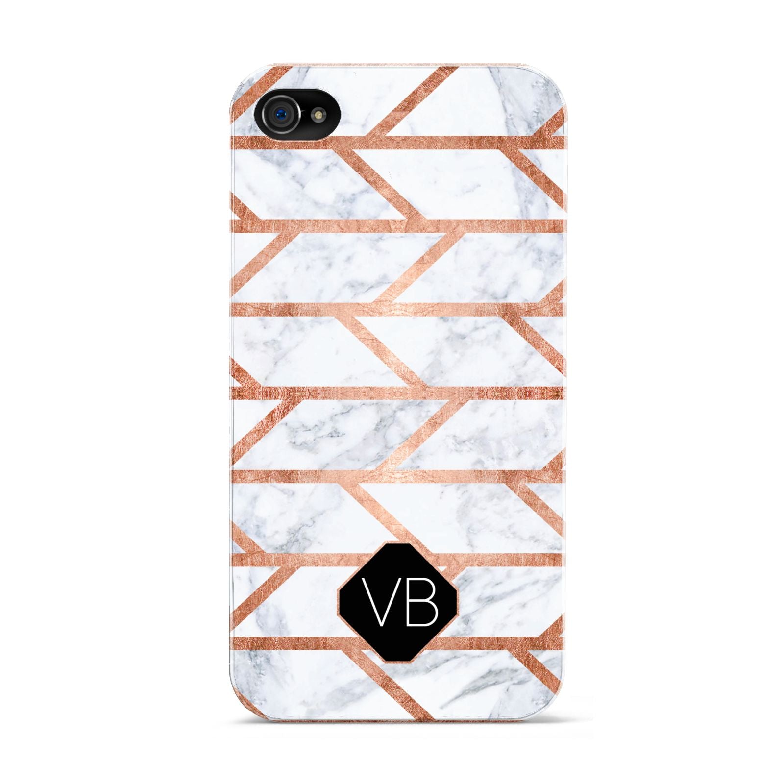 Personalised Rose Gold Faux Marble Initials Apple iPhone 4s Case