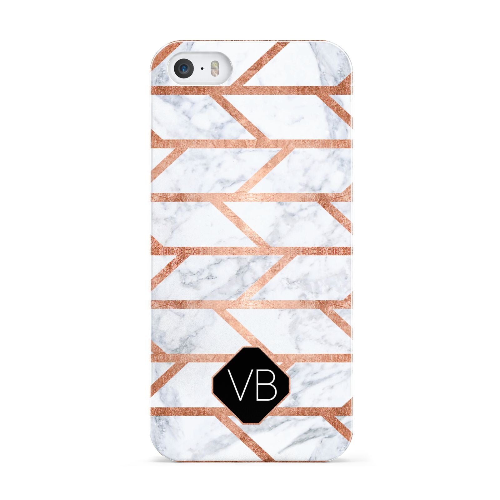 Personalised Rose Gold Faux Marble Initials Apple iPhone 5 Case