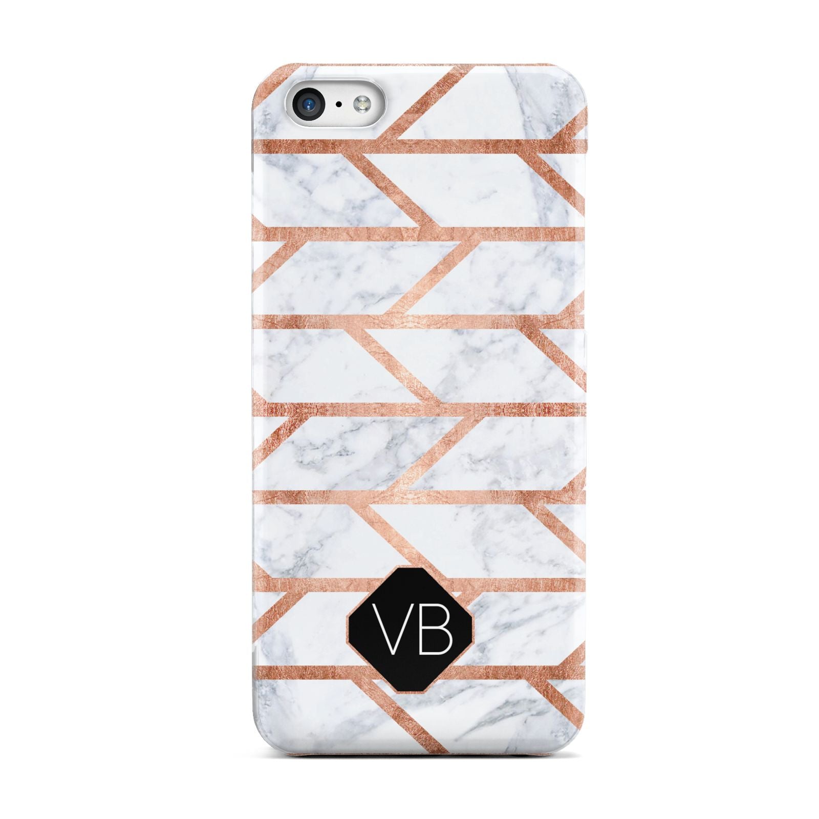 Personalised Rose Gold Faux Marble Initials Apple iPhone 5c Case