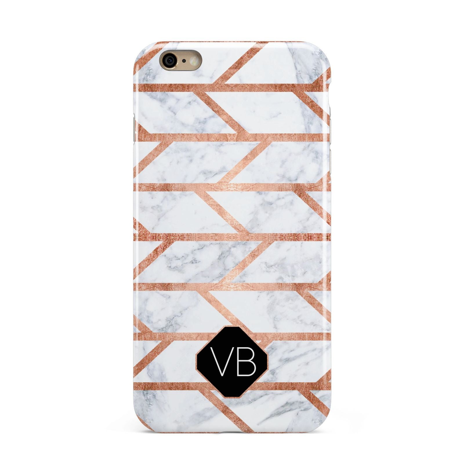 Personalised Rose Gold Faux Marble Initials Apple iPhone 6 Plus 3D Tough Case