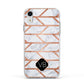 Personalised Rose Gold Faux Marble Initials Apple iPhone XR Impact Case White Edge on Silver Phone