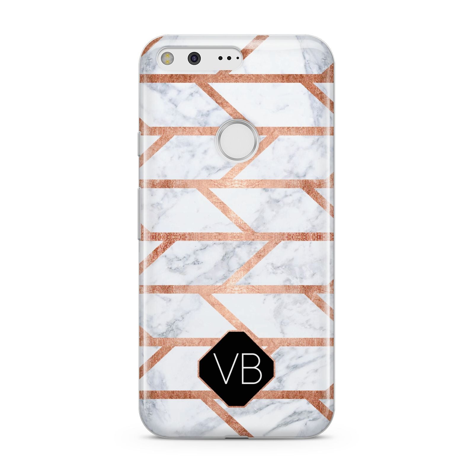 Personalised Rose Gold Faux Marble Initials Google Pixel Case