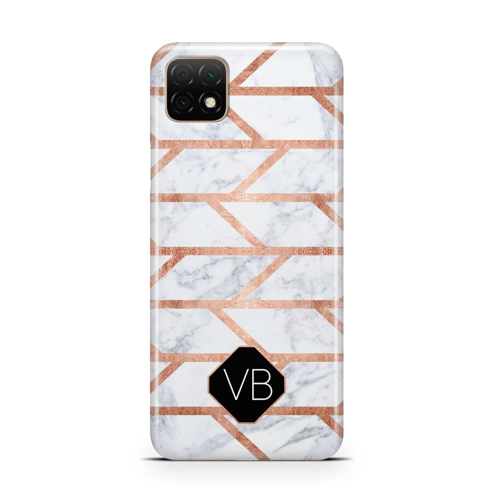Personalised Rose Gold Faux Marble Initials Huawei Enjoy 20 Phone Case
