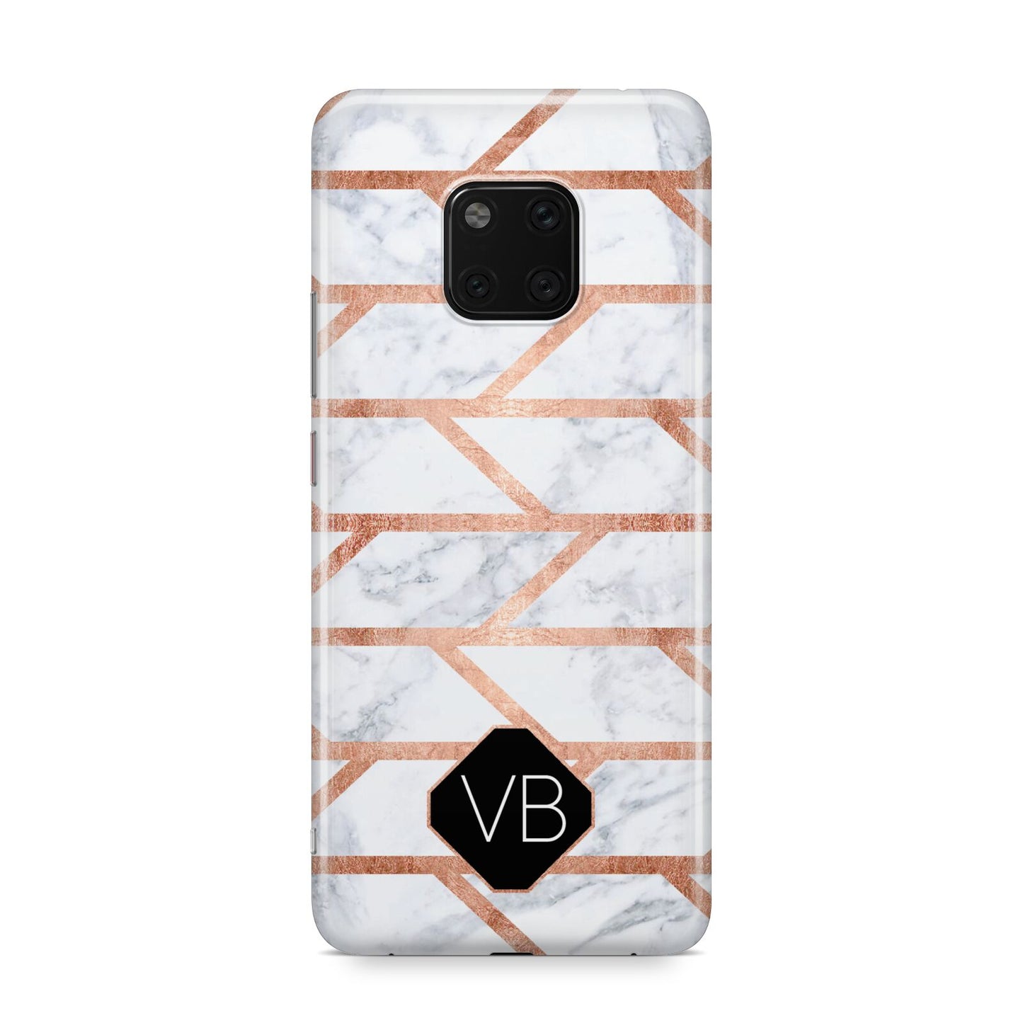 Personalised Rose Gold Faux Marble Initials Huawei Mate 20 Pro Phone Case