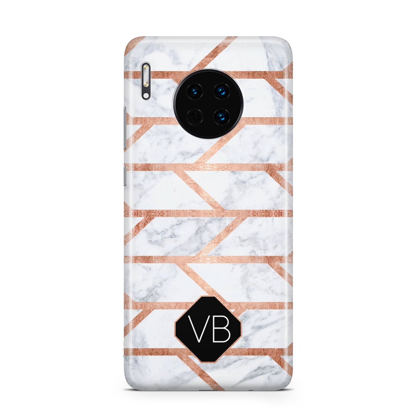 Personalised Rose Gold Faux Marble Initials Huawei Mate 30