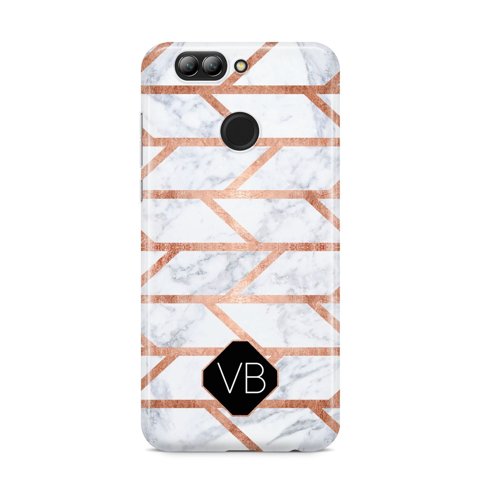 Personalised Rose Gold Faux Marble Initials Huawei Nova 2s Phone Case